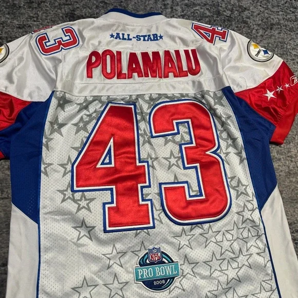 Troy Polamalu Pittsburgh Steelers 2008 Pro Bowl Jersey Size 52 Reebok NFL Away Jerseys